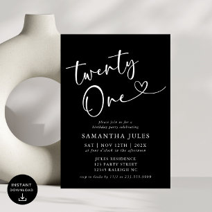 Invitación Fiesta moderna y elegante de cumpleaños número 21