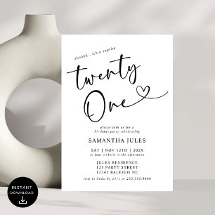 Invitación Fiesta moderna y elegante de cumpleaños número 21