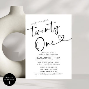 Invitación Fiesta moderna y elegante de cumpleaños número 21