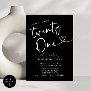 Invitación Fiesta moderna y elegante de cumpleaños número 21