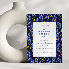 Invitación Fiesta moderno Boho Blue y Yellow Hanukkah