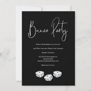 Invitación Fiesta moderno de Bunco blanco negro