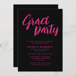 Invitación Fiesta moderno de estilo de pincel con guion negro