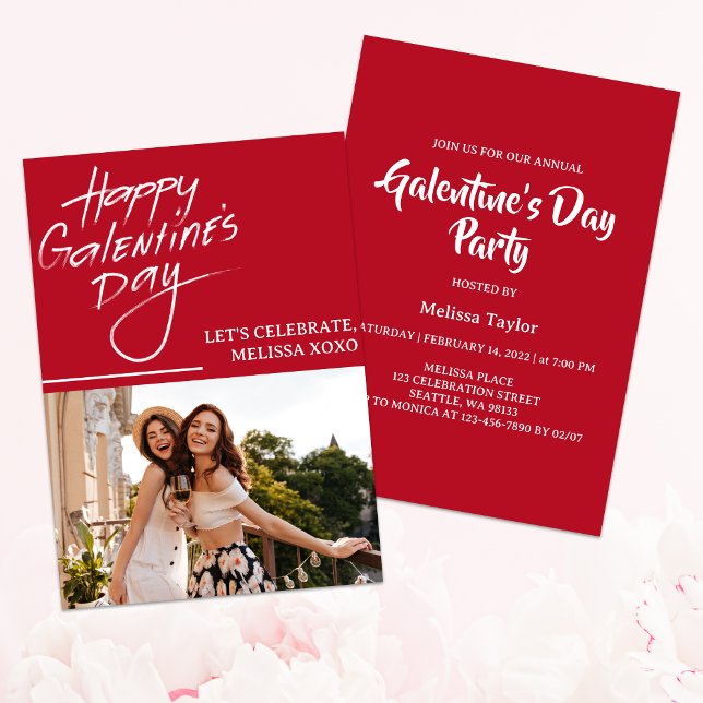 Invitación Fiesta Moderno De Galentinas Rojas Y Blancas (Subido por el creador)