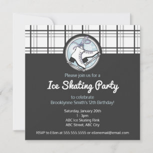 Invitación Fiesta moderno de patinaje sobre hielo de Tartán
