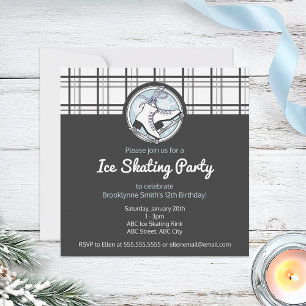 Invitación Fiesta moderno de patinaje sobre hielo de Tartán