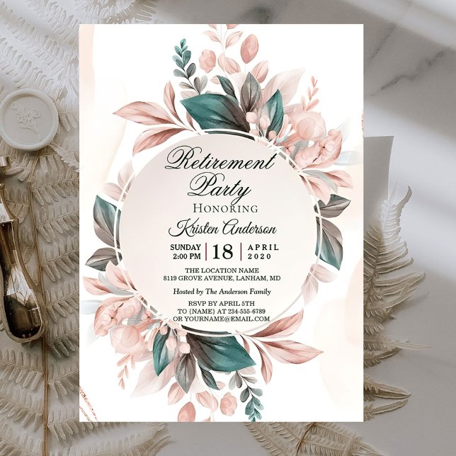 Invitación Fiesta moderno de retiro floral de Boho (Subido por el creador)