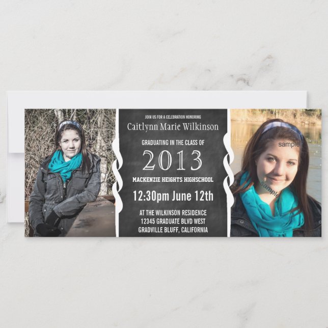 Invitación Fiesta moderno del graduado de la foto de la (Anverso)