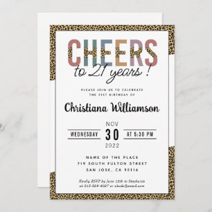 Invitación Fiesta moderno Leopard de 21 años Impresión elegan