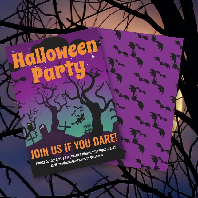 Invitación Fiesta morada de cementerio de Halloween (Subido por el creador)