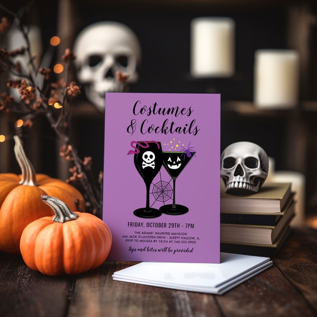 Invitación Fiesta morada de Halloween con disfraces y cóctele (Subido por el creador)