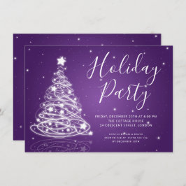 Invitación Fiesta morada del árbol de Navidad simple