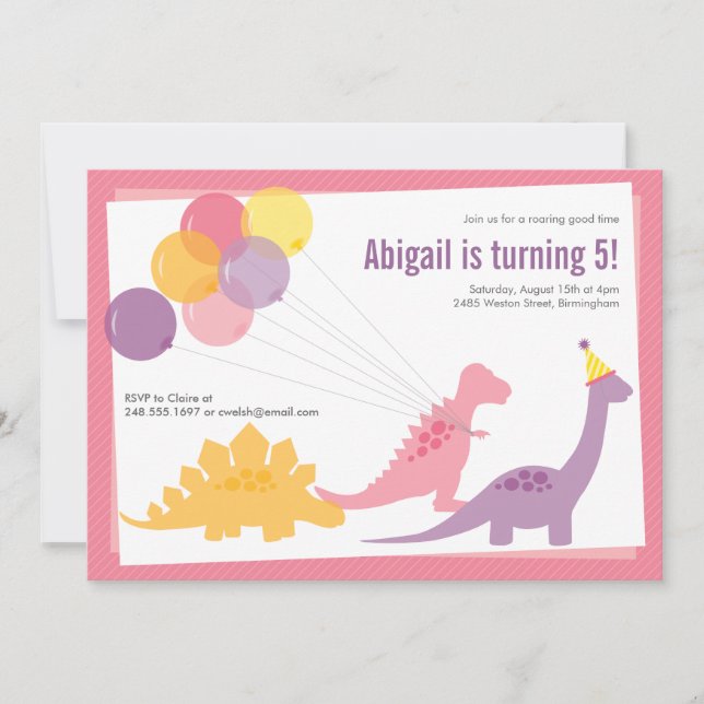 Invitación Fiesta morado rosado del globo de cumpleaños de Di (Anverso)