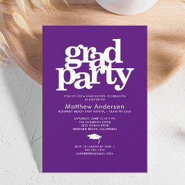Invitación Fiesta morado tipografía audaz moderna simple
