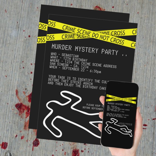 Invitación Fiesta Murder Mystery (Subido por el creador)