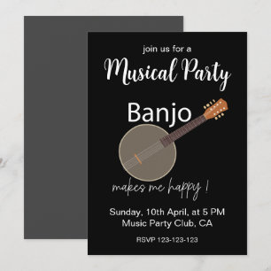 Invitación Fiesta Musical Banjo Me Hace Feliz