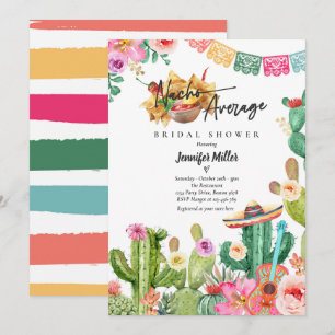 Invitación Fiesta Nacho Promedio de Ducha Bridal Cactus Mexic