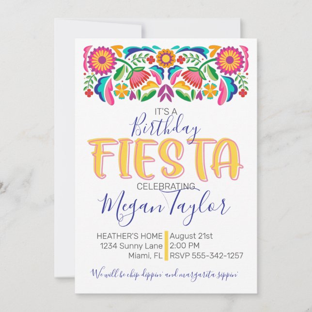 Invitación Fiesta Nacida Celebración Floral Mexicana (Anverso)