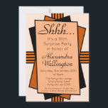 Invitación Fiesta naranja Art Deco Surprise Cumpleaños<br><div class="desc">Usa la invitación de cumpleaños del Fiesta Naranja Art Deco Surprise para invitar a familiares y amigos a una fiesta de cumpleaños. Personalice esta moderna invitación clásica de cumpleaños minimalista acentuada con un elegante borde geométrico naranja con el nombre de la persona de cumpleaños y detalles fiestas.</div>