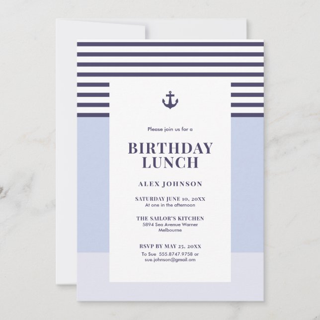 Invitación Fiesta náutico del mar de cumpleaños (Anverso)