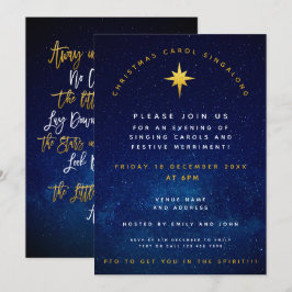 Invitación Fiesta navidad Carol Singalong Midnight Blue Gold