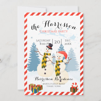 Invitación Fiesta navidad invitado con muñeco de nieve