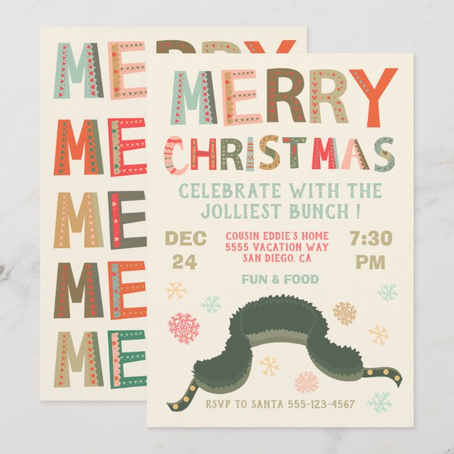 Invitación Fiesta navidad Vacación fiesta de Gorra de Eddie (Anverso / Reverso)