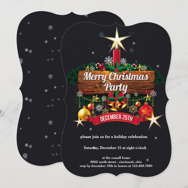 Invitación fiesta Navidades (Anverso / Reverso)
