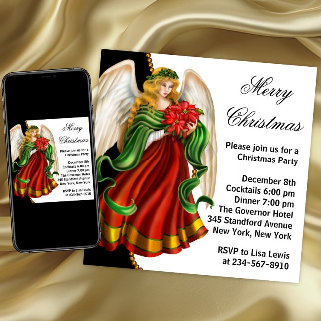 Invitación Fiesta Navidades Angel navidades (Angel Christmas party invitation. Any occasion. Download and printed available. )
