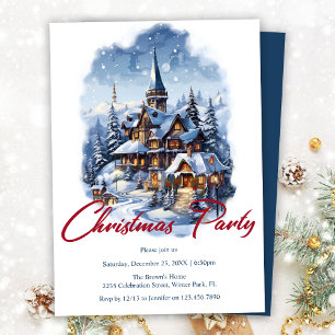 Invitación Fiesta Navidades Blue Elegant