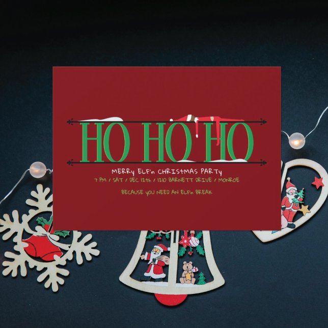 Invitación Fiesta Navidades de Elf Shenanigans Ho Ho Ho Ho Ho (Subido por el creador)