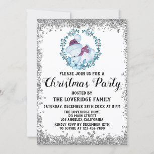 Invitación Fiesta Navidades de vacaciones de invierno azul