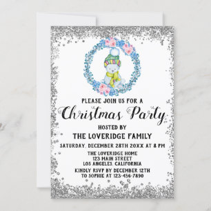 Invitación Fiesta   Navidades de vacaciones de invierno azul 
