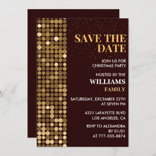 Invitación Fiesta navidades Guardar la fecha Oro
