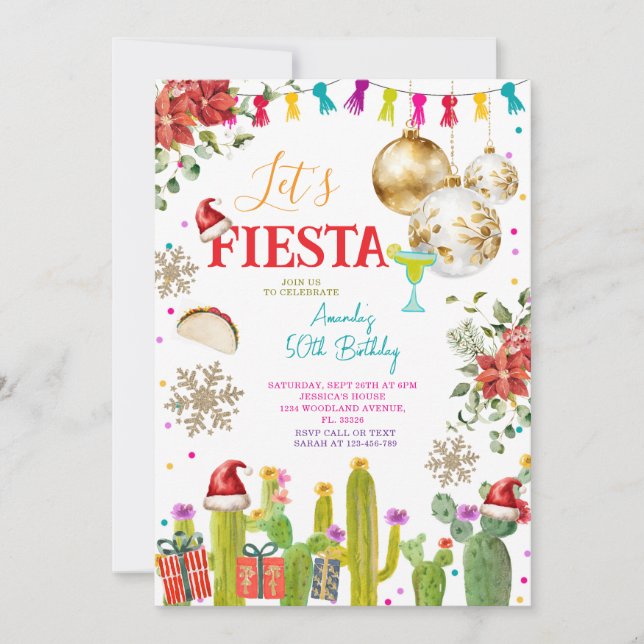Invitación Fiesta Navidades México 50 cumpleaños (Anverso)
