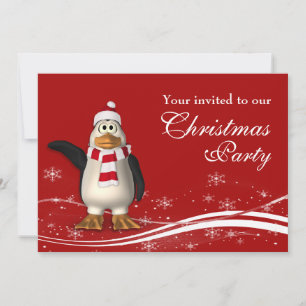 Invitación Fiesta Navidades personalizado Santa Penguin