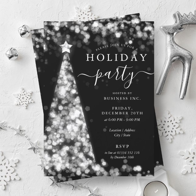 Invitación Fiesta navideña (Silver Christmas Tree Company Holiday Party Invitation)
