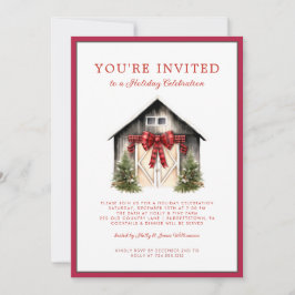 Invitación Fiesta Navideña Árbol de Navidad Festivo Acuarela