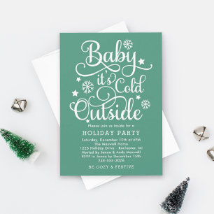 Invitación Fiesta Navideña Baby hace frío afuera en Verde Sal