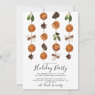 Invitación Fiesta Navideña Boho Cítrico y Especias