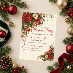 Invitación Fiesta Navideña Botánica de Poinsettia