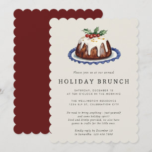 Invitación Fiesta Navideña Brunch Navideño Festivo de Vacacio