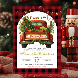 Invitación Fiesta Navideña Camión Leñador Navidad