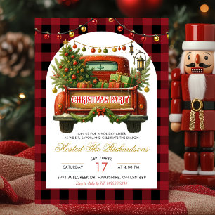 Invitación Fiesta Navideña Camión Leñador Navidad
