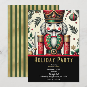 Invitación Fiesta Navideña Cascanueces Rojo Oro Verde
