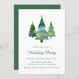 Invitación Fiesta navideña con acuarela moderna