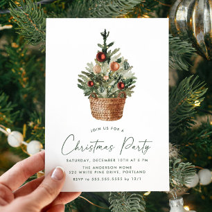 Invitación Fiesta navideña con acuarela moderna