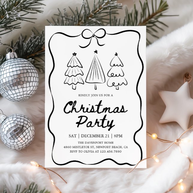 Invitación Fiesta Navideña con Árbol de Navidad Dibujado a Ma (Subido por el creador)