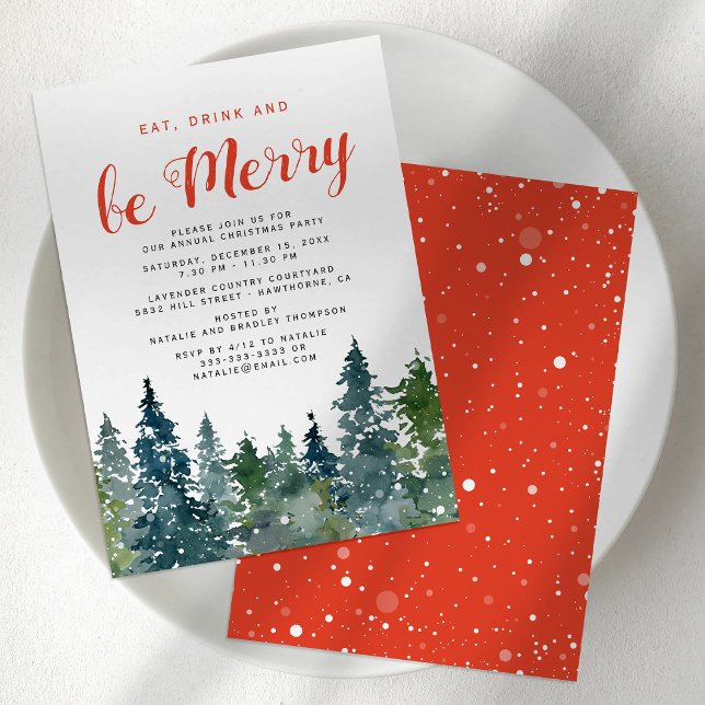 Invitación Fiesta Navideña con Árbol de Navidad Rústico (Subido por el creador)