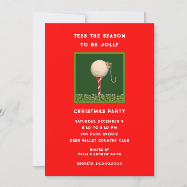 Invitación Fiesta Navideña con tema de Golf (Anverso)